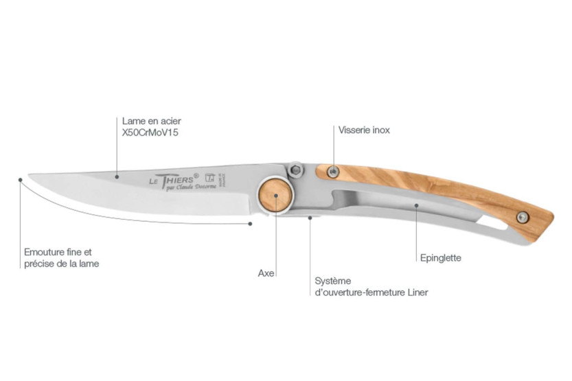 Claude Dozorme Le Thiers Liner Lock folding knife olive wood 10.5cm