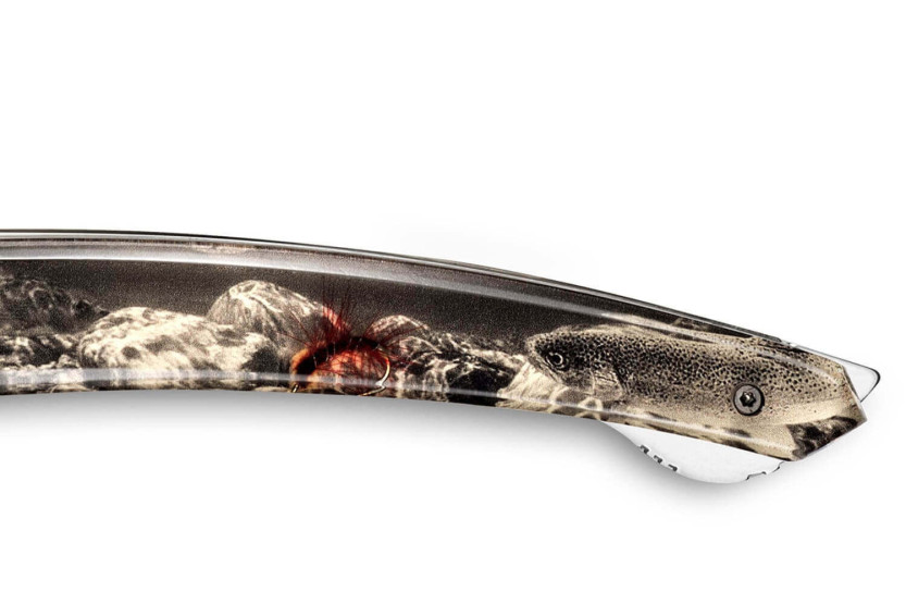 Navaja plegable Le Thiers Verrou Claude Dozorme con mango de 12 cm para pesca con mosca