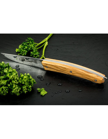 Le Thiers foldekniv Claude Dozorme håndtag i oliventræ 12 cm