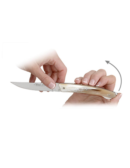 Le Thiers Verrou Claude Dozorme vouwmes 12cm licht hoornen handvat
