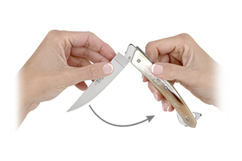 Klappmesser Le Thiers Verrou Claude Dozorme Griff helles Horn 12cm