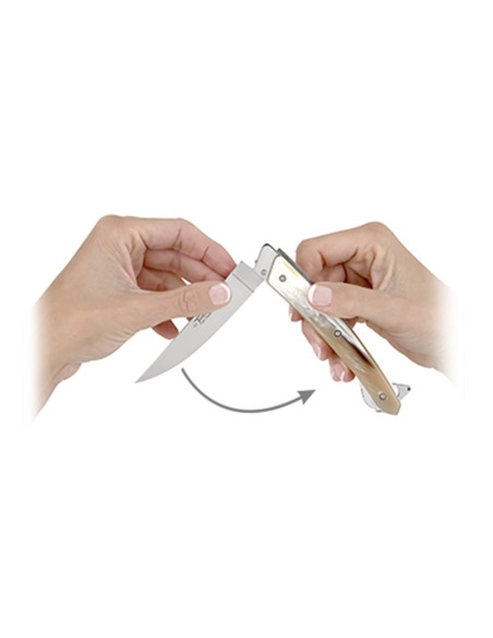 Klappmesser Le Thiers Verrou Claude Dozorme Griff helles Horn 12cm