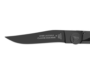 Ultradünnes Klappmesser Laguiole Claude Dozorme schwarz Griff Widderhorn 11cm 2