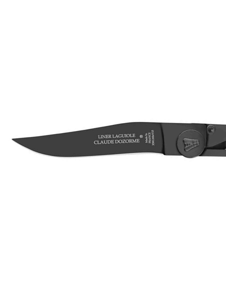 Claude Dozorme Laguiole ultrafin fällkniv svart ramhornshandtag 11cm