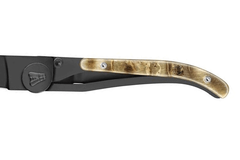 Claude Dozorme Laguiole ultra fijn vouwmes zwart ramshoorn handvat 11cm