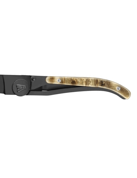 Claude Dozorme navaja negra ultra fina con mango de cuerno de carnero 11cm