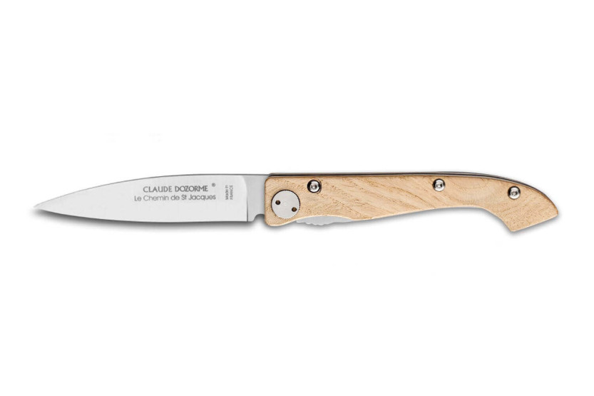 Claude Dozorme Compostelle Voie de Tours coltello pieghevole con manico in rovere da 12,5 cm