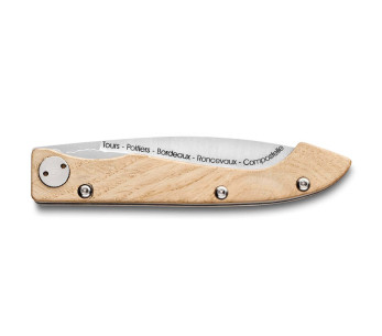 Compostelle Voie de Tours foldekniv Claude Dozorme egetræshåndtag 12,5 cm 2