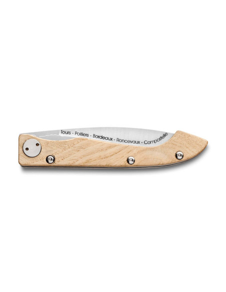 Klappmesser Compostelle Voie de Tours Claude Dozorme Eichenholzgriff 12,5cm