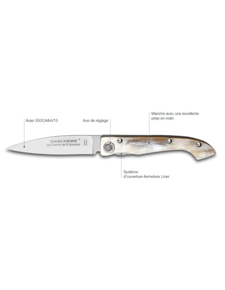 Klappmesser Compostelle Voie de Tours Claude Dozorme Eichenholzgriff 12,5cm
