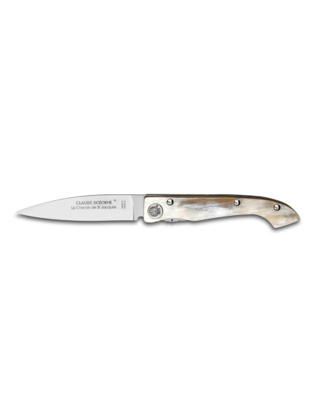 Faca dobrável Claude Dozorme Compostelle Voie du Puy com cabo de chifre de 12,5 cm
