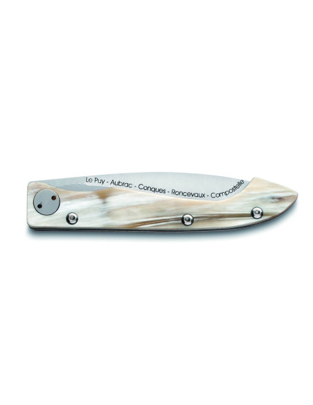 Navaja plegable Claude Dozorme Voie du Puy Compostelle con mango de cuerno de 12,5 cm
