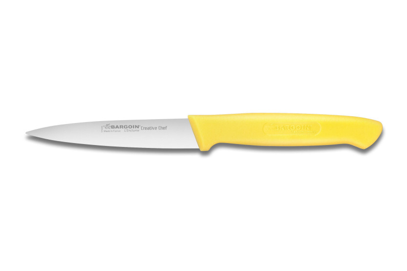 Faca de aparar Bargoin Creative Chef de 10 cm com cabo amarelo sobremoldado