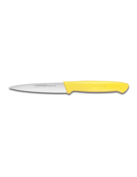 Faca de aparar Bargoin Creative Chef de 10 cm com cabo amarelo sobremoldado
