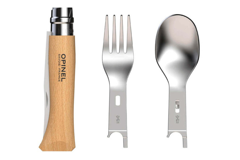Opinel Picnic Plus-sæt med N°8-kniv, -gaffel og -ske