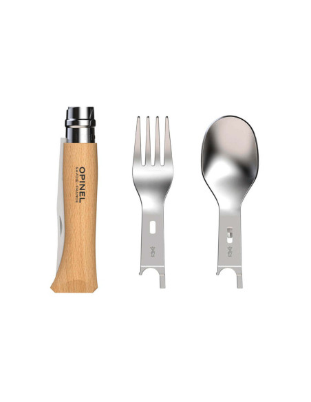 Opinel Picnic Plus set met N°8 mes, vork en lepel