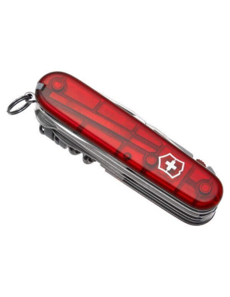 Victorinox Zwitsers zakmes 16 stuks HUNTSMAN LITE doorschijnend rood