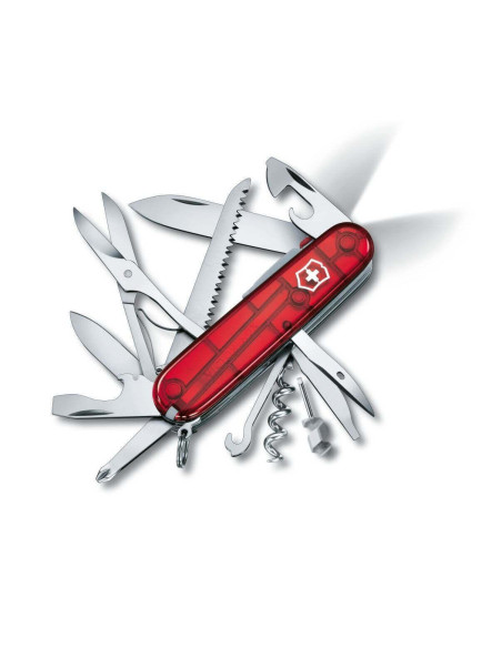 Victorinox Zwitsers zakmes 16 stuks HUNTSMAN LITE doorschijnend rood