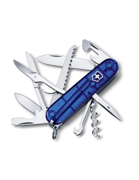 Victorinox schweizisk lommekniv 11 dele HUNTSMAN gennemskinnelig blå