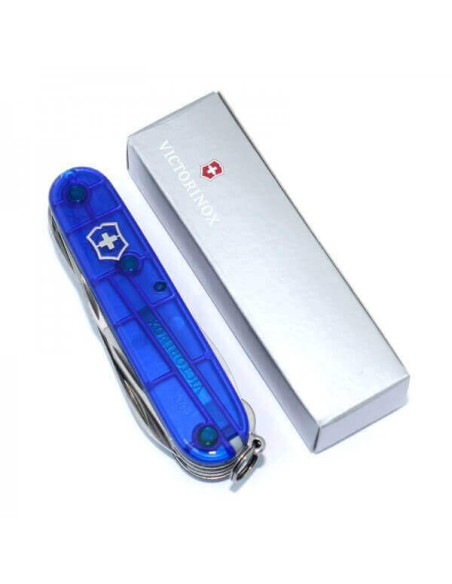 Victorinox Swiss Pocket Knife 11 pieces HUNTSMAN translucent blue