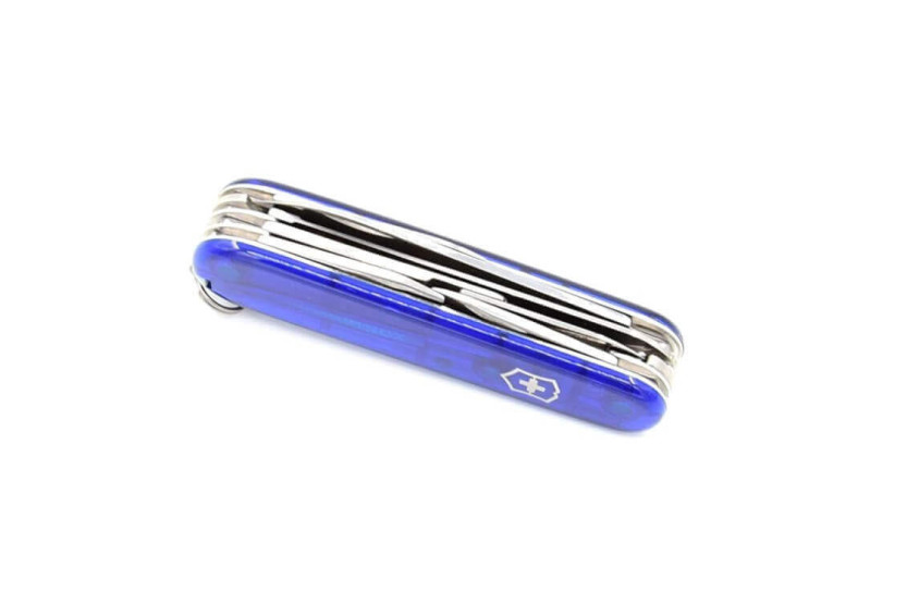 Victorinox schweizisk fickkniv 11 delar HUNTSMAN genomskinlig blå