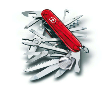 Victorinox sveitsisk lommekniv 21 deler SWISSCHAMP 91mm håndtak gjennomskinnelig blå
