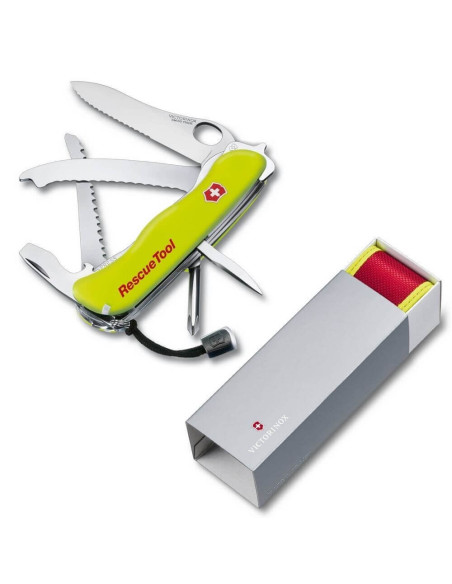 Victorinox Swiss Pocket Knife Rescue Tool giallo fluorescente 111 mm 13 funzioni + custodia