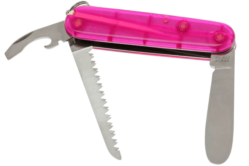 Navaja Suiza Victorinox para Niños My First rosa translúcida 84mm 9 funciones