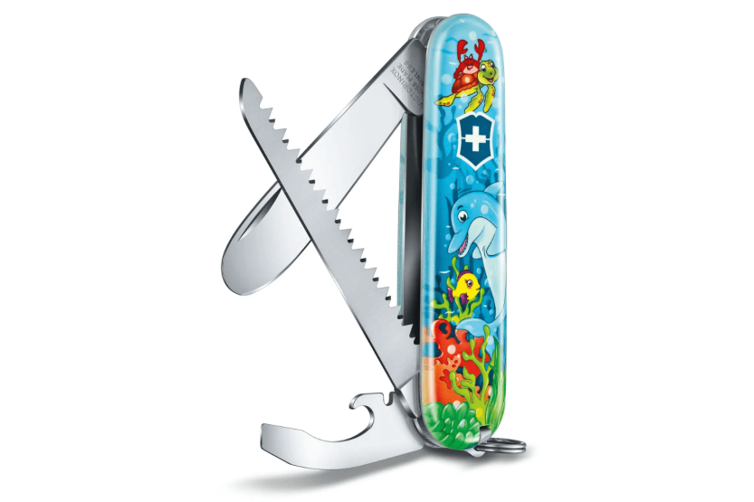 Schweizer Kindermesser My First Victorinox Tier-Edition Delphinmotiv 84mm 9 Funktionen