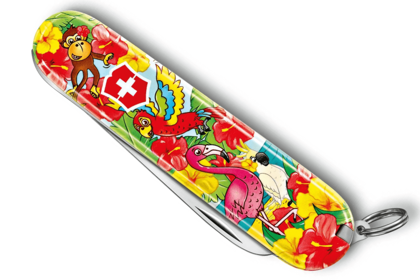 Schweizer Kindermesser My First Victorinox Tier-Edition Papageienmotiv 84mm 9 Funktionen