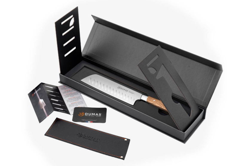 Cuchillo santoku 18cm 32 Dumas Signature con mango de roble verde