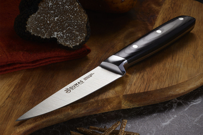 32 Cuchillo mondador Dumas Signature de 10 cm con mango de micarta