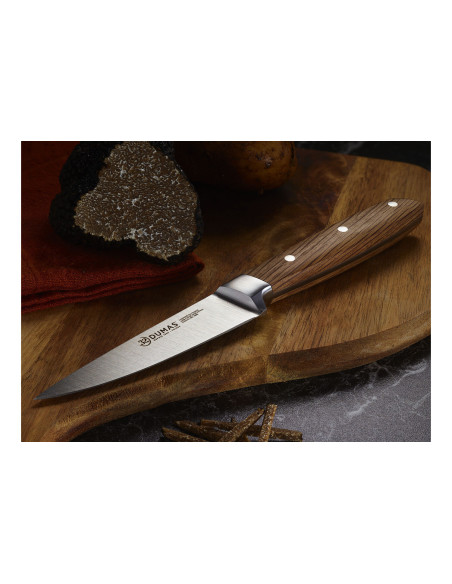 32 Cuchillo mondador Dumas Signature de 10 cm con mango de roble verde