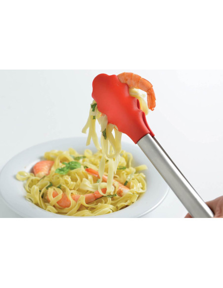 Mastrad Express serving tongs 28cm stainless steel and red silicone
