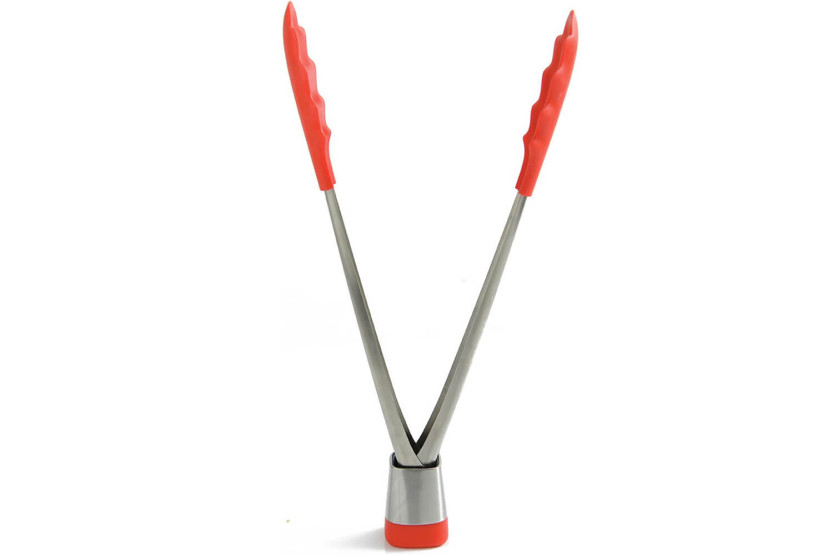 Mastrad Express serving tongs 28cm stainless steel and red silicone