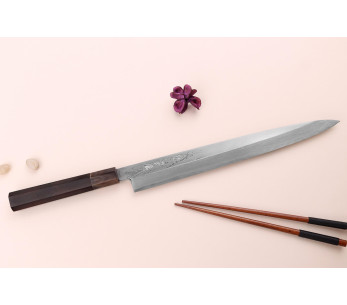 Faca japonesa yanagiba artesanal Nakamura Kaishin Suminagashi WS1 de 30 cm 2