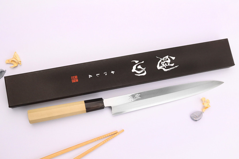 Nakamura Kaishin Ginsan Espejo 24cm Cuchillo japonés hecho a mano yanagiba