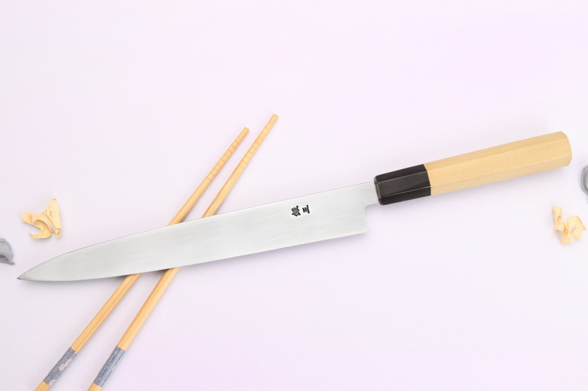 Nakamura Kaishin Ginsan Espejo 24cm Cuchillo japonés hecho a mano yanagiba