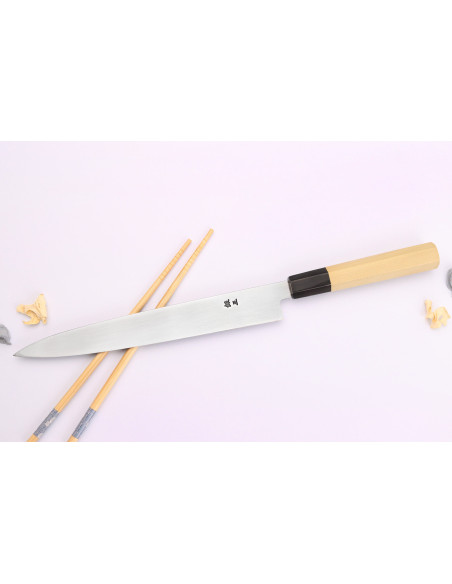 Nakamura Kaishin Ginsan Mirror Faca yanagiba japonesa de 24 cm feita à mão