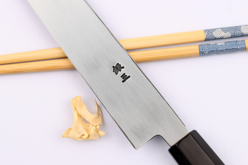 Faca japonesa yanagiba kiritsuke Nakamura Kaishin Ginsan Mirror 21cm feita à mão