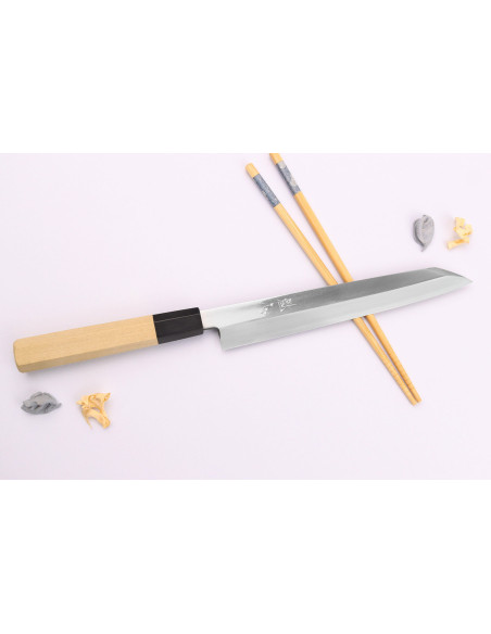 Nakamura Kaishin Ginsan Mirror 21cm käsintehty japanilainen yanagiba kiritsuke veitsi