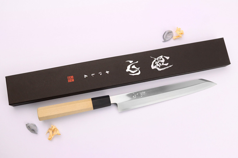 Nakamura Kaishin Ginsan Specchio 21 cm coltello giapponese yanagiba kiritsuke fatto a mano