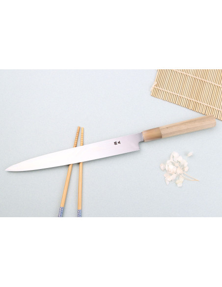 Nakamura Kaishin Ginsan Damascus 27cm coltello giapponese yanagiba fatto a mano