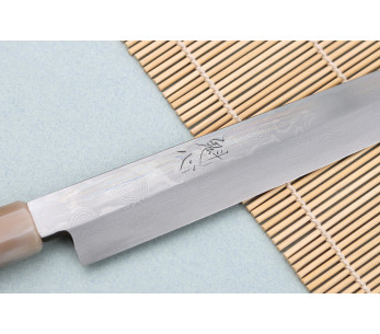 Nakamura Kaishin Ginsan Damasco 27cm cuchillo japonés hecho a mano yanagiba 2