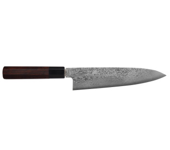 Faca do chefe Nakamura Kaishin Ginsan Damascus 21cm, feita à mão no Japão