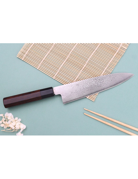 Nakamura Kaishin Ginsan Damaskus 21 cm håndlaget japansk kokkekniv