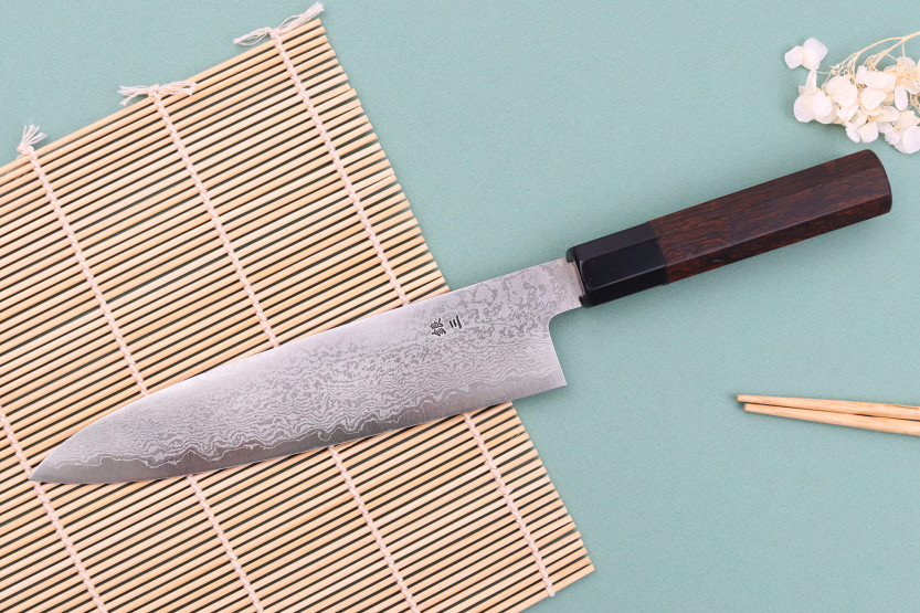 Nakamura Kaishin Ginsan Damascus 21cm handgemaakt Japans koksmes