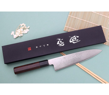 Cuchillo de cocinero Nakamura Kaishin Ginsan Damasco 21cm, hecho a mano en Japón 2