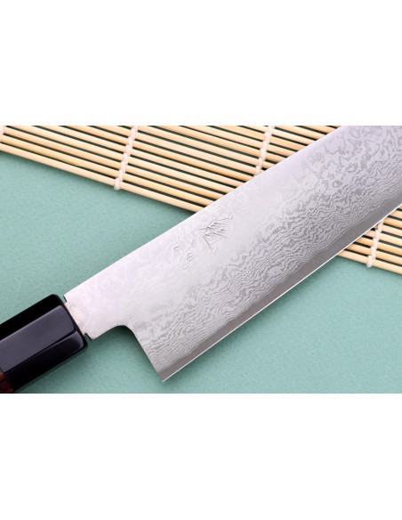 Nakamura Kaishin Ginsan Damaskus 21cm handgjord japansk kockkniv