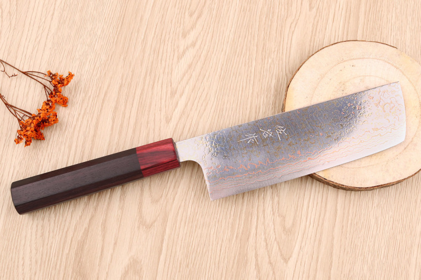 VG10 Rainbow Takeshi Saji Faca nakiri japonesa de 16,5 cm feita à mão